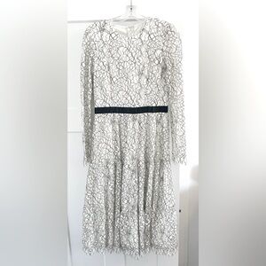 Elegant Black and White Floral Lace Dress